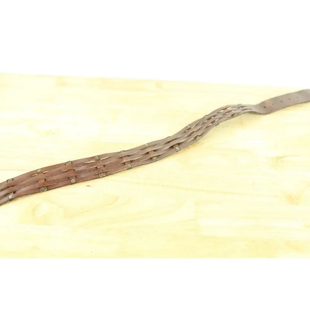 Hollister Brown Leather Belt XS S‎ Wide Woven Chunky Boho Western Y2K Cowgirl
